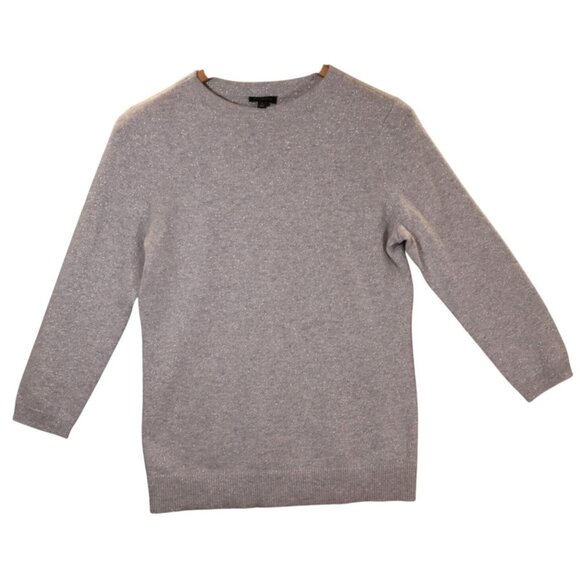Talbots Gray Metallic Knit Sweater Womens S Lightweight Long Sleeve Crew Neck - Picture 1 of 6